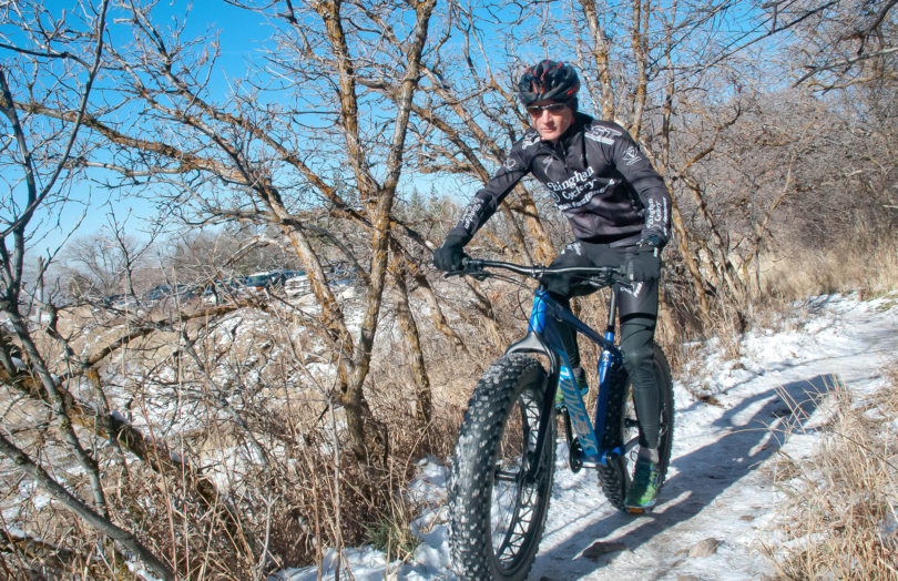 Aaron Phillips trains for the Sweaty Yeti Fat Bike Race on the Neff's Canyon Trail, December, 2017 – Photo © Scott Cullins