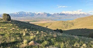 Photo from the Eagle Mountain Trails, looking northeast towards Provo Lake and the Wasatch Mountains.